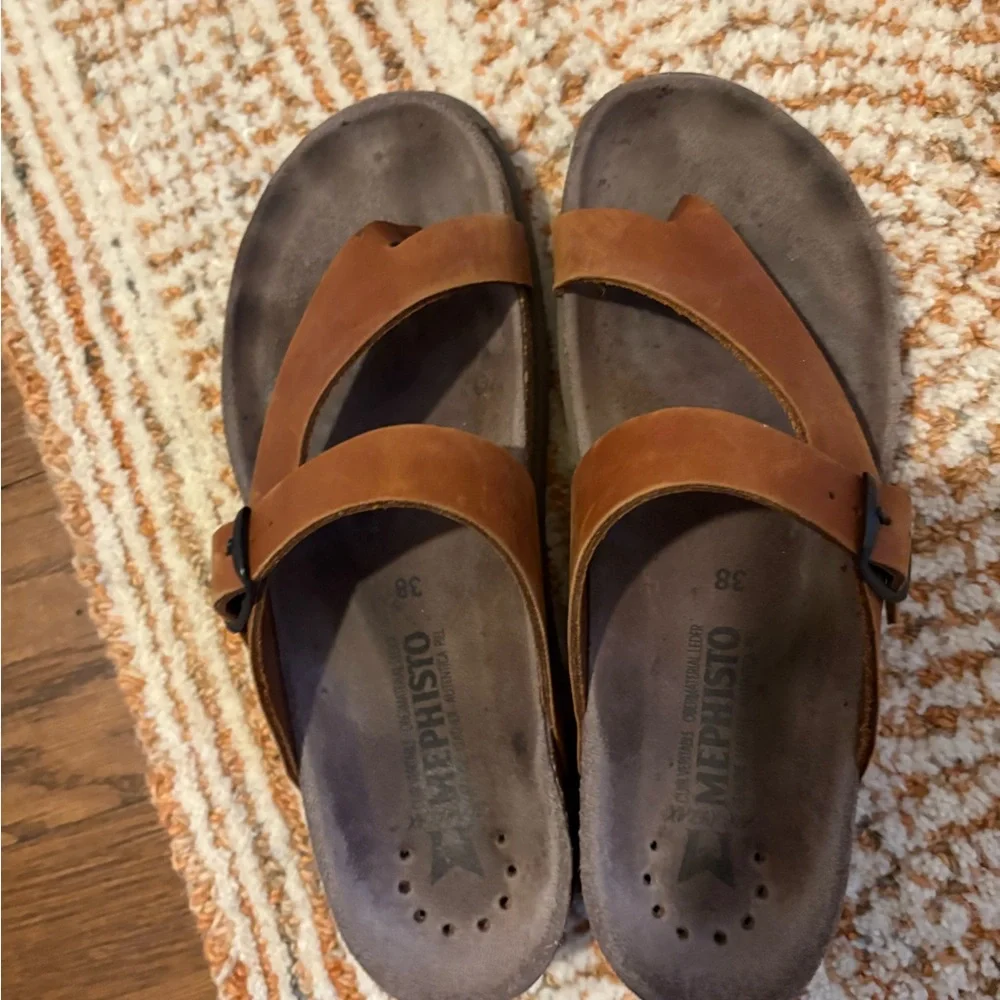 Mephisto Tan Leather Sandals size 38 - Picture 1 of 4